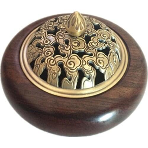 Black Azusa mahogany wood incense censer incense burner plate sandalwood black wooden pagoda incense censer factory outlets