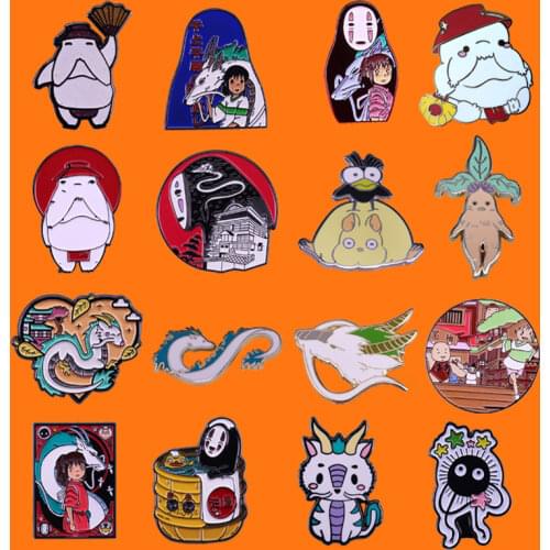 Animation Spirited Away Enamel Pins Cute Dragon Metal Cartoon Brooch Backpack Hat Bag Collar Lapel Badges Women Fashion Jewelry