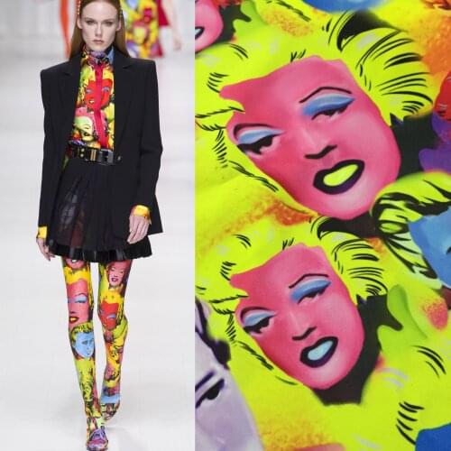 F spring and summer brand flower type abstract person printing series shirt printing cloth polyester fashion advanced custom