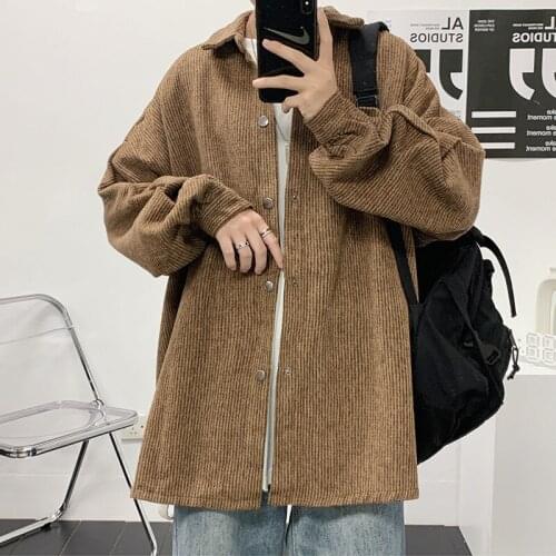 Autumn and Winter Solid Color Corduroy Shirt Jacket Male Korean Version Loose Tide Brand Couple Models Wild Trend Harajuku Shirt