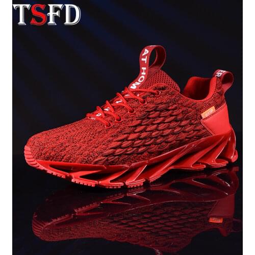 Blade Mens Sports Shoes Air Mesh Sneakers for Men Lace Up Running Shoe Men Plus Size Sports Shoes Men Red Jogging Footwear V10
