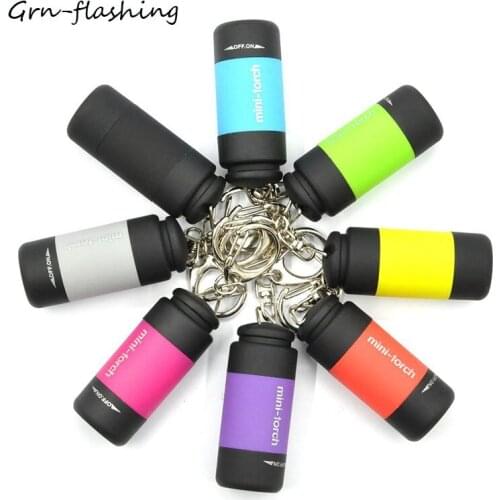 Mini USB Rechargeable LED Torch Light Multiple-Colors Pocket Flashlight with Key Ring Powerful Portable Lamp For Outdoor Camping