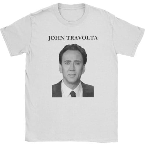 Mens Nicolas Cage Face T Shirt Funny Pure Cotton Tops Casual Short Sleeve Crewneck Tee Shirt Plus Size T-Shirt