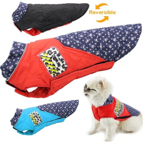 2020 New Fashion Warm Dog Jacket Clothes Reversible Winter Dog Clothing Coat For Small Medium Dogs French Bulldog Outfit Vest