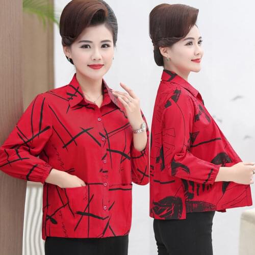 New Hot Sales Printed Fashion Autumn Spring Middle Age Women Causal Coats Ladies Pockets Zipper Long Sleeve Female Jacket W39