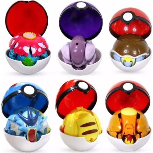 Genuine Pokemon Figure Elf Ball Model Pikachu Lunala Charizard Action Figure Model Pokemon Elf-ball Toy Set Kids Halloween Gift