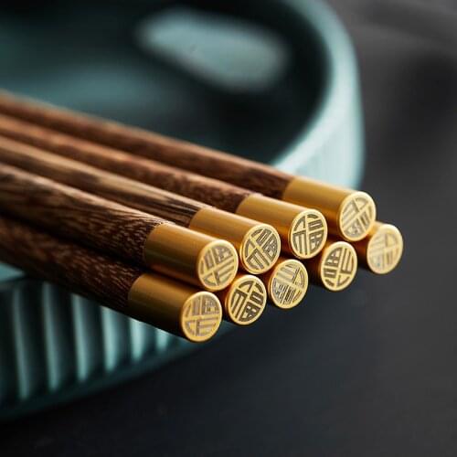 5 Pairs Japanese Asian Natural Healthy Sushi Chopsticks Mahogany Unpainted Durable Chopstick for Home Kitchen Tools