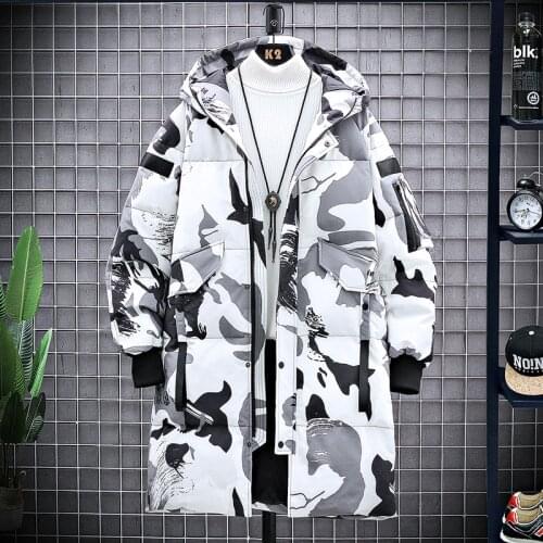 Winter Long Parkas Men Windbreaker Brand Zipper Breathable Windproof Coats Male Military Camouflage Hooded Mens Jackets Black