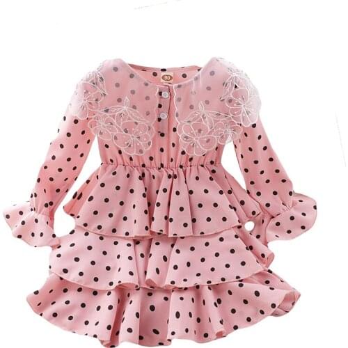 Girls Dress Round Neck Long Sleeve Ruffle Dress One-piece Suit for Vacation Birthday Party Photography Multilayer Cake Dresses