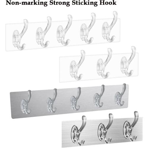 Transparent Non-marking Strong Sticking Hook Kitchen Storage Tools Bathroom Hanger Storage Holder Hanging Stickers