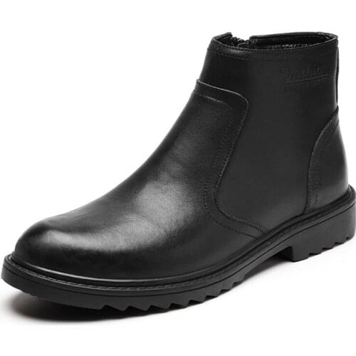 Luxury brand mens winter snow boots warm and thick mens fashion mens business office formal wear leather safety shoes