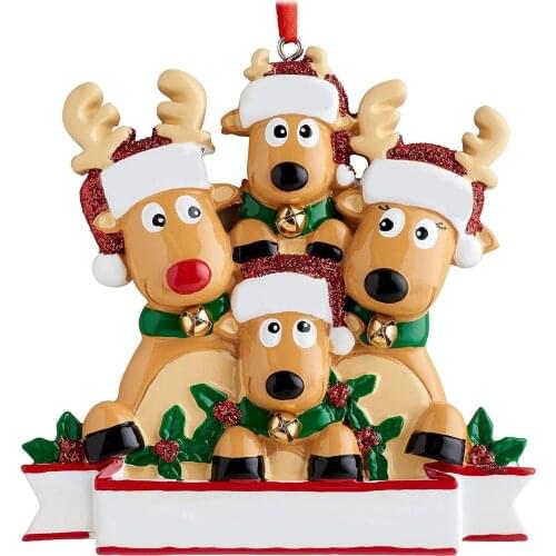 New year 2022 Personalised Family Christmas Noel Tree Bauble Decoration Ornament Elk Deer Family 2021 Party Christmas Decoration