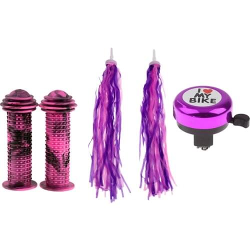 Kids Bike Handlebar Grip & Ring Bell & Streamer for Scooters Tricycle