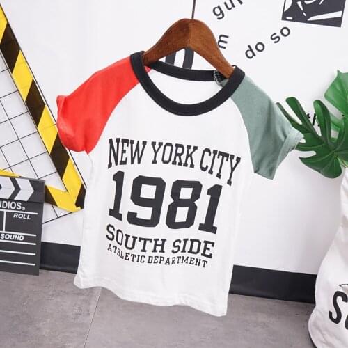 Boys Girls Short Sleeves T-Shirts Childrens Tshirt Sports spliced t-shirts Baby Girl Tops Kids Tees Kids Clothes 2-7T