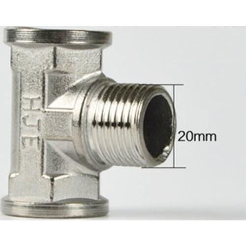DN15 1/2" BSP Female-Male-Female Tee 201 Stainless Steel Pipe Fitting Connector Coupling Adapter