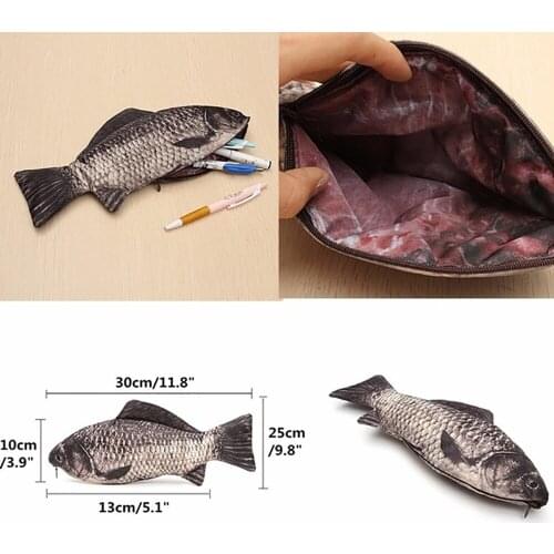 Carp Pen Bag Pencil Bag Realistic Fish Shape Make-up Pouch Pen Pencil Case With Zipper Back To School Pencil Pouch Pen Bag #W5
