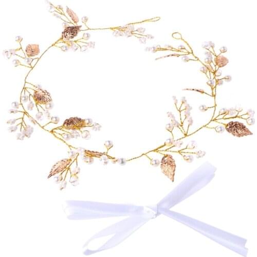 Bridal Leaf Faux Pearl Crystal Tiara Headband Wedding Bridesmaid Prom Party Chic