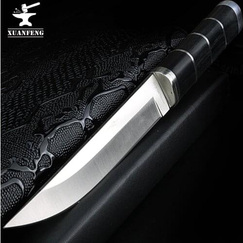 XUAN FENG Camping tactical fixed blade knife wooden handle material multifunctional pocket hunting knife