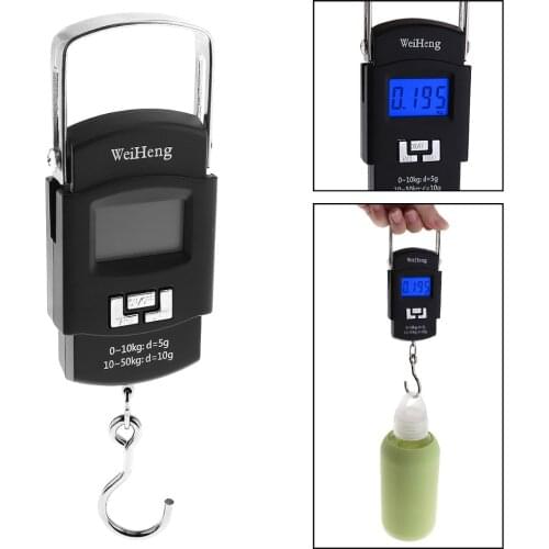 WeiHeng 50kg LCD Dual Accuracy Portable Electronic Scale Mini Digital Scale Hanging Luggage Scale Balance Handy Pocket Weight