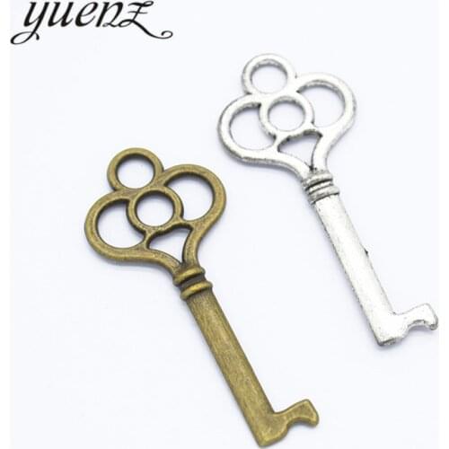YuenZ 10pcs 2 colour Antique bronze key Pendant Alloy DIY Fashion charm Bracelet Necklace Jewelry Accessories 44*19mm O259