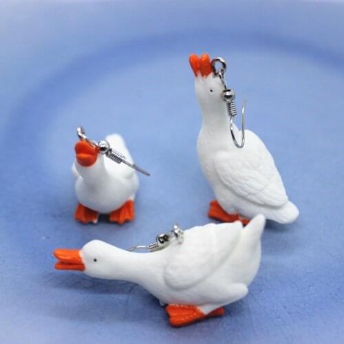 Funny Duck Earrings Cute White Goose Jewelry Ornaments Womens Fashion Personality Gifts