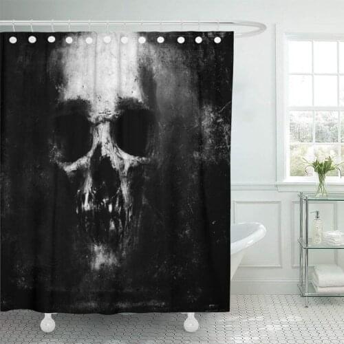 Death Scary Skull Halloween Dark Skeleton Evil Retro Shower Curtain Waterproof Polyester Fabric 72 x 78 Inches Set with Hooks