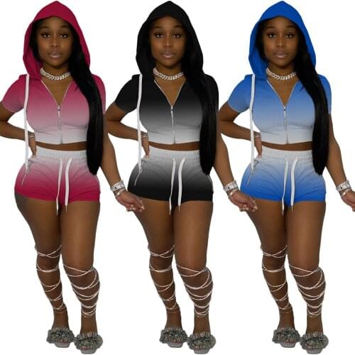 ZH8555 Wholesale Items Woman Summer 2 Piece Jogging Sets Plus Size Two Piece Pants Sets Plain Hoodie 2 Pc Sets Shorts Sweat Suit
