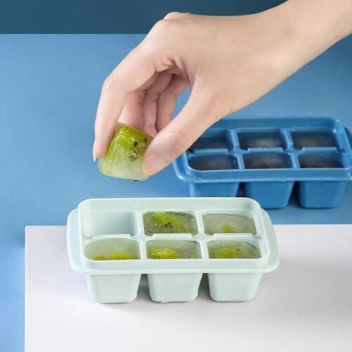 3Color 6-Grid Silicone Ice Cube Mold Ice Cube Maker Flexible Silicone Ice Cube Tray with Lid Kitchen Gadgets and Accessories