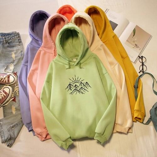 Mountain Sunrise Graphics Print Punk Sweatshirt Winter Streetwear Kpop Harajuku Oversize Hoodie Japan Womens Jacket Casual