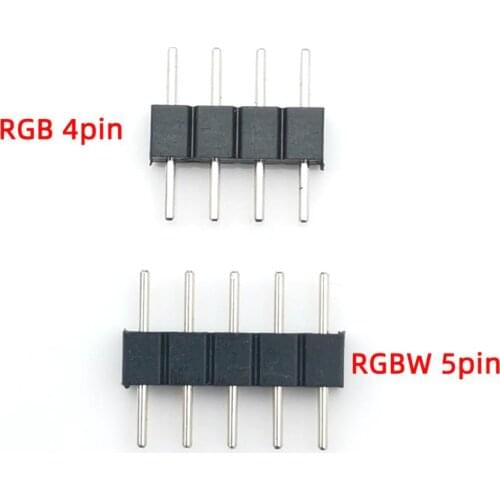 100pcs RGB 4 Pin RGBW 5PIN Connector Adapter pin insertion needle male type double For 5050 3528 colour LED Strip accessories