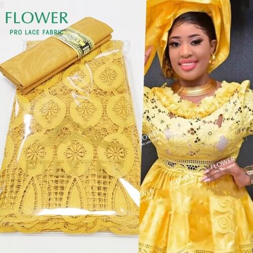 2.5+2.5 Yards Guipure Swiss Voile Lace In Switzerland And Bazin Riche Fabric For Ankara Fashion Women Celebration Dry Laces