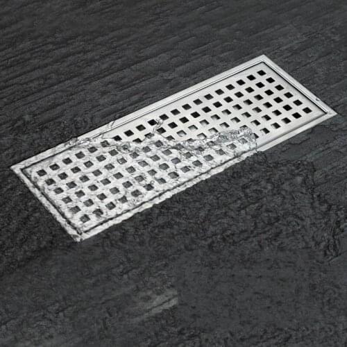 300*110MM Linear Shower Floor Drain with Removal Cover - Made of 304 Stainless Steel , 12 Inch Long - Brushed Stainless --SM152