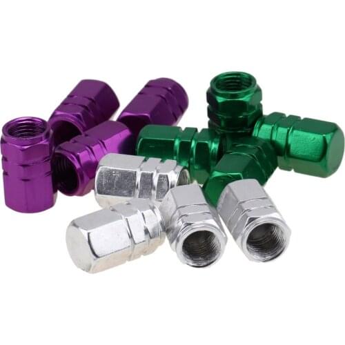 4pcs Tire Accessories Wheel Tyre Tire Valve Stems Air Dust Cover Screw Caps Car Motorcycle Truck Bike Purple Green Silver