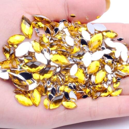 4x8mm 2000pcs Many Colors Acrylic Flat Back Marquise Earth Facets Acrylic Shape Glue On Beads Decorate Diy