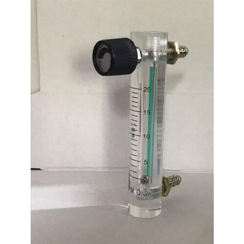 Acrylic Gas Air Oxygen Flow Meter Flowmeter Countor Indicator O2 With Valve brass Connector 0.1Mpa 2-20L/Min height 116mm