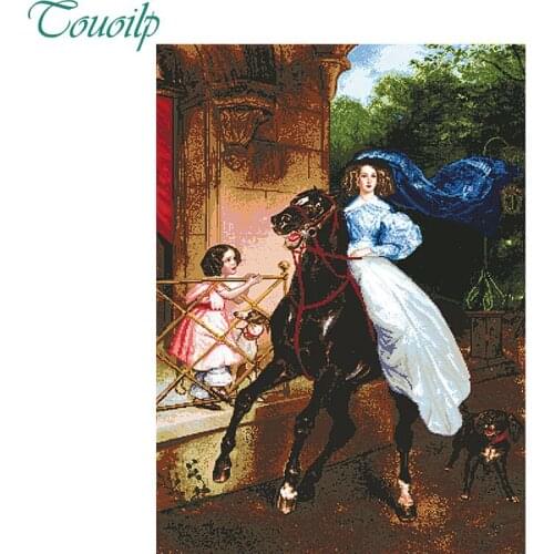 DIY The girl riding a horse diamond painting cross stitch rhinestones round Full spuare&round drill diamond embroidery