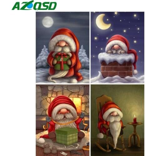 AZQSD Diamond Painting Santa Claus Cross Stitch Rhinestones 5D Diamond Embroidery Christmas Cartoon Needlework Home Decor