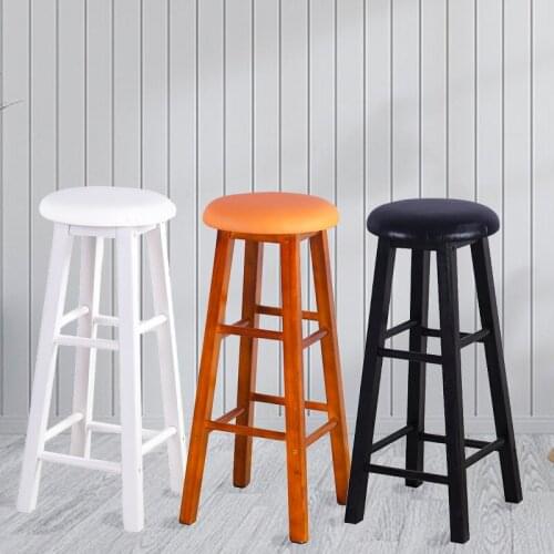 Smooth texture Solid wood bar stools Varnished stool surface Creative high stools