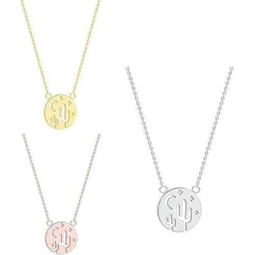 Deaert Cactus Starry Sky Crescent Moon Star Stainless Steel Jewelry Dainty Pendant Necklace For Women Birthday Gift