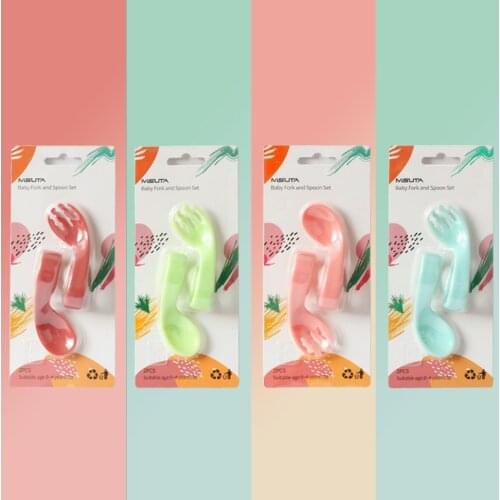 Baby Spoon Feeding Training Spoon Twisting Spoon Kids Curved Fork And Spoon Set Elbow Spoon BPA Free Infant Childrens Tableware