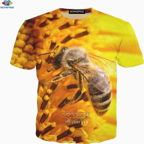 Funny Animals Honey Bee Flowers 3D Print Mens T-Shirts Women Summer Tshirt Harajuku Casual Hip Hop Fashion Oversized T shirt