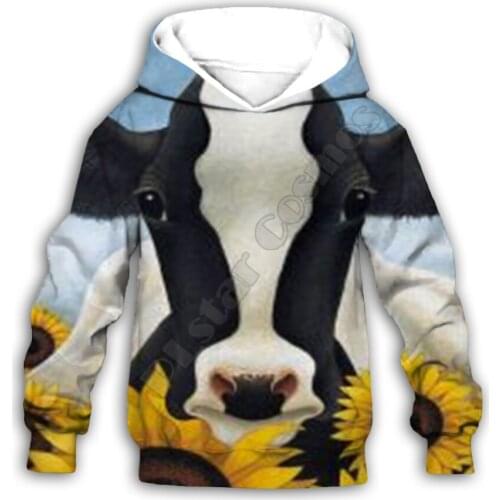 Sunflower Cow 3d printed Hoodies family suit tshirt zipper Pullover Kids Suit Funny Sweatshirt Tracksuit/Pant Shorts