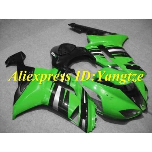 Motorcycle Fairing kit for KAWASAKI Ninja ZX6R 07 08 ZX6R 636 2007 2008 TOP silver green black ABS Fairings set +7 gifts SC107