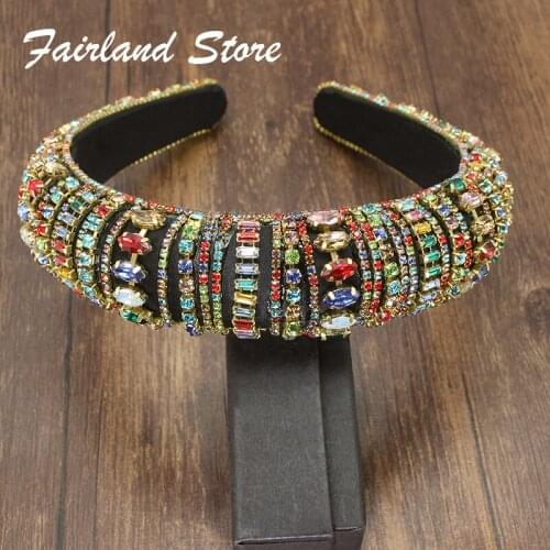 Fairland Bohemian varicolored Luxury Crystal Rhinestones ZA Headbands For Women Trendy Hair Clip Accessories Wedding Party Gifts