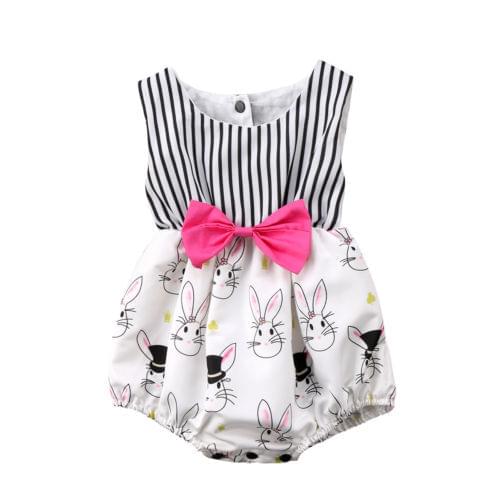 Cute Rabbit Stripe Bodysuits Newborn Baby Girls Bunny Clothes Bodysuit Sunsuit Outfits Sleeveless One Piece Summer Jumpsuit