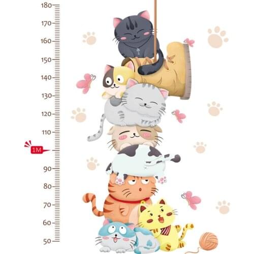 Cartoon Animal Trees Height Wall Stickers Height Measuring Childrens Decals Room Decoration Bedroom Self Adhesive Wallpaper