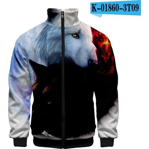New arrival Men/Boys Tiger 3D print Zipper Jackets Hip hop Fashion Autumn Spring men Clothes Beast Wolf Sweatshirt