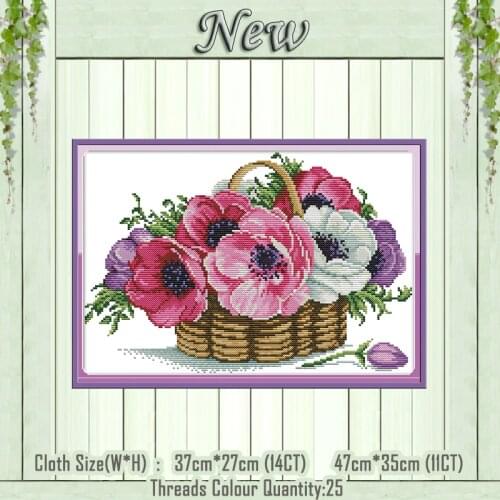 A basket of flowers colour diy painting counted printed on the canvas DMC 11CT 14CT kits Cross Stitch embroidery needlework Sets
