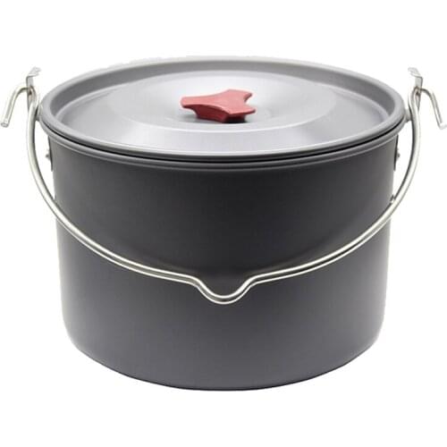 Outdoor Tableware Camping Hanging Cookware Big Capacity Aluminum Alloy Pot Cooking Picnic For Campfire Pot Utensils
