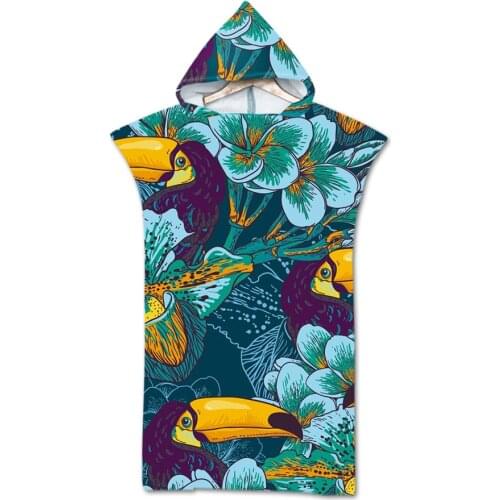 New printed Microfiber unisex Poncho beach Towel Surf Beach Wetsuit Changing Bath Robe with Hood